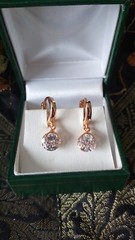 Vintage 1990-s 14 Ct Rolled Gold Zircons Earrings-Hallmarked 585 RG