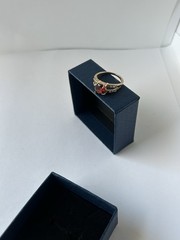 Vintage Red Cubic Zirconia Ring Gold Plated Womens Size 7