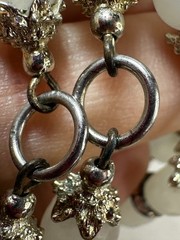 Vintage Necklace Frosted White Beads Chain Heavy Glass 56 in