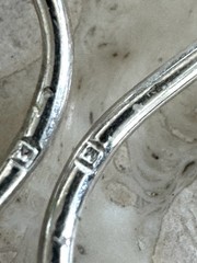 Vintage 925 Sterling Silver Modernist Rectangle Hoop Earrings Geometric Dangle