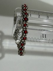 Vintage MONET Silver Tone Red Daisy Flower Stretch Panel Bracelet Costume Boho