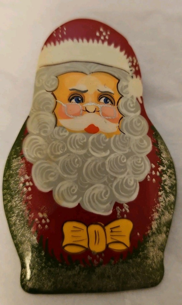 Vintage Russian Hand-painted Santa Brooch