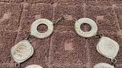 British-India Vintage 1/2 Anna and 1 Pice 7 Coin Bracelet