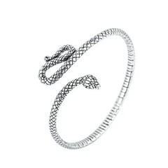 Women Bracelet Retro Snake Punk Elegant 925 Sterling Silver Cuff Vintage Bangle