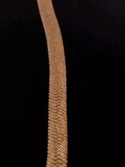Vintage Faux Gold Herringbone Chain Necklace with Vine Print 18 in x 1/4 in