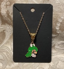 Cartoon Mario Frog Suit Video Game Gold Enamel Bohemian Trendy Necklace 18”