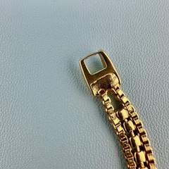 Vintage Rhinestone Bracelet Gold Tone Cup Chain Pastel Color Prong Set Stones 7″