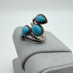 Vintage Tested Sterling Silver Turquoise 4 Stone Ring Size 5-6 Southwestern