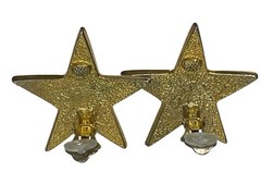 Pave Crystal Rhinestone Goldtone Star Pendant *NO CHAIN* & Clip On Earrings VTG