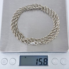 Vintage Sterling Silver 925 Rope Link Chain Necklace 24″