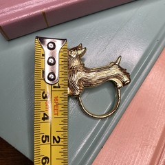 Vintage Scarf Ring Clip Gold Scotty Dog Jewelry Brooch Pin Scottish Terrier