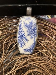 Gorgeous, Long Enamel & Metal Vintage English Pendant
