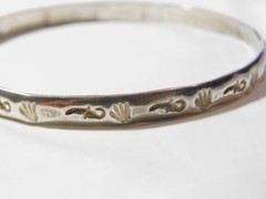 Vintage Mexico Sterling Silver Engraved Bangle Bracelet B595