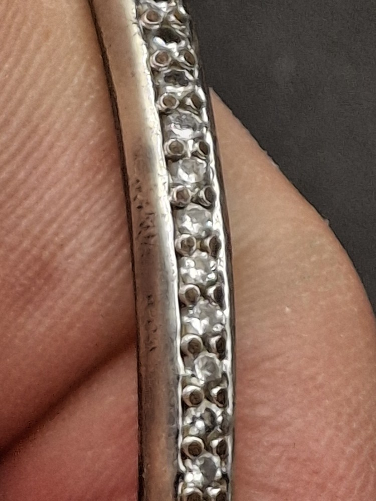 VTG Nadri Channel Set CZ Hinged Bangle Bracelet Silver Tone Vintage