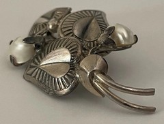 Vintage Theodor Klotz 835 German Silver Brooch Baby Tooth Pearl TEKA Germany Pin