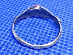 A24 Antique Filigree 925 Silver Ring size 5.25 Red Coral 1920s Italy