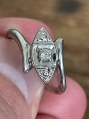 Antique Art Deco 14k Solid White Gold Diamond Engagement Ring! Sz 4.5-2.3GR!