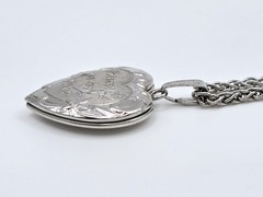 Vtg Marathon Sterling Silver Heart Locket Pendant Necklace Forever in My Heart