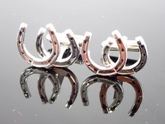 Vintage Anson Horseshoe Cufflinks PAT. Pending Silver Tone Western Lucky Charm