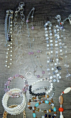 Vintage to now mixed materials necklace, earrings, bracelet lot