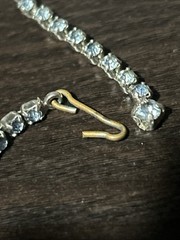 Vintage Silver Plate Blue Rhinestone Baguette Emerald Cut Collar Necklace 15”