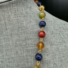 Vintage Necklace Acrylic Lucite Beads Gold Tone Accents 29 Inches