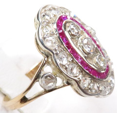 Victorian Edwardian Rose Diamond Engagement 14KY & Silver Rg Sz 6 UK-L1/2 EGLUSA
