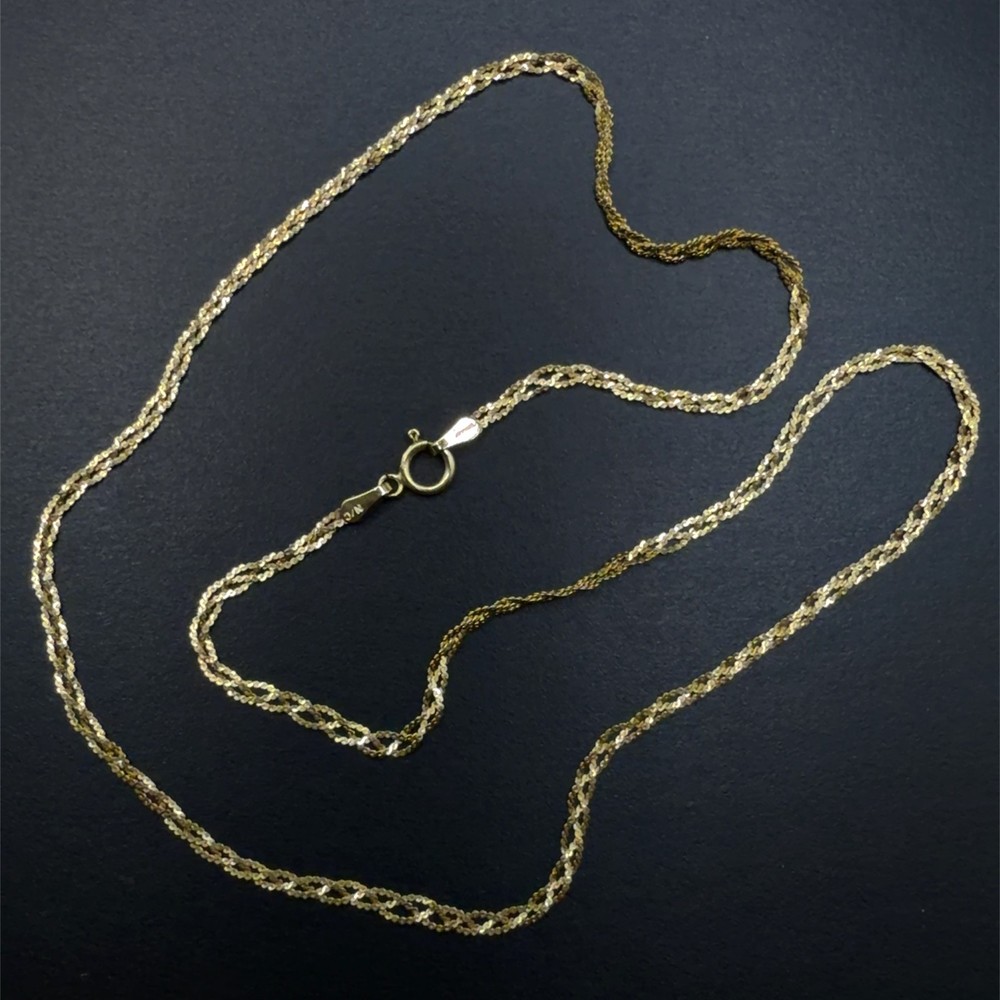 Vintage 14K Gold Filled 18 Inch N/C Braided Serpentine Necklace, 2.3 Grams