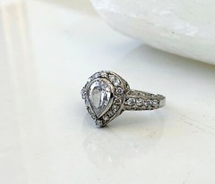 Sterling Silver 925 Wedding CZ Bridal Engagement Ring Designer Band Estate