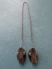 Antique 1885 VICTORIAN .925 Sterling Silver Baby Bib Chain Collar Clips RARE!