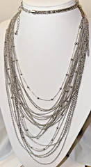 Vintage 30″ Multi Chains with Tiny Silver Balls Necklace Lobster Clasp