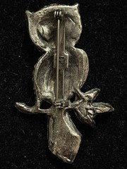 2.25 In Silver Toned Owl On A Branch With Faux Pearls Brooch. 2 Are Missing(135)