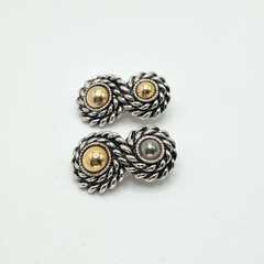 Vintage PARK LANE Swirl Clip-On Earrings 18k Gold & Silver Plate Plate On Card
