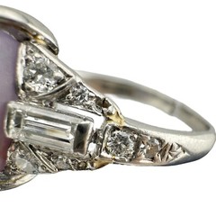 Vintage Platinum 17.46 ct. Lavender Star Sapphire Diamond Ring (For Restoration)