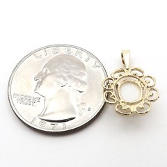 14k Gold White Opal Charm Pendant Scalloped Edge Flower October Birthstone