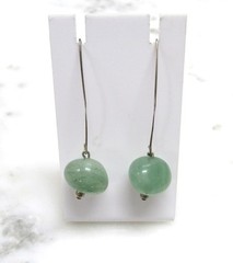 Sterling Silver Aventurine Drop Earrings ~ 9.6grams ~ 2-K177