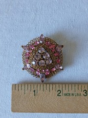 Vintage Lisner Pink Lavender Rhinestone Brooch Signed