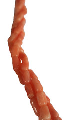 Vintage Salmon Angel Skin Pink Coral 3 Twisted Strands Necklace 23 1/2 Inches