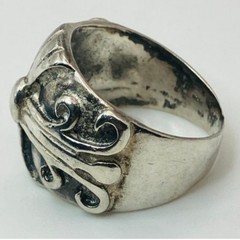 Vintage Sterling Silver 925 Scroll Cross Ring Gothic Biker Style Size 6,7.1g