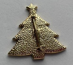 VINTAGE CHRISTMAS TREE PIN BROOCH ENAMEL GOLD EMBOSSED RARE NOVELTY MCM HTF 54