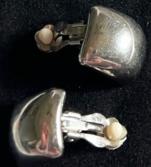 Silver Tone Square Clip On Earrings Rounded Edges Cushion Clip