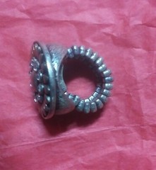 Silver Toned Vintage Jewelry Lot 1 Size Fits All Chunky Ring Necklace & Bracelet