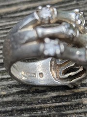 Vintage Sterling Silver Bamboo Ring Stacked 925 Size 7 IVY Thick Multi Band Mens