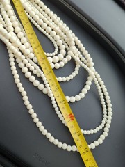 Multiple Strand Cream Platic Bead Necklace Retro Vtg Style 14″ 7 Strand