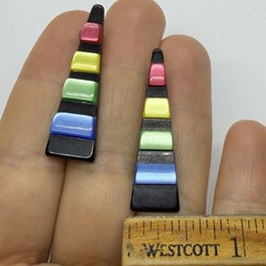Vtg Pop Art Lucite Multicolor Geometric Triangle Statement Earrings Post Moonglo