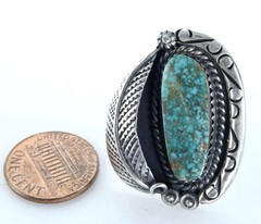 sz5 Navajo Old Pawn sterling High Grade Nevada Turquoise ring