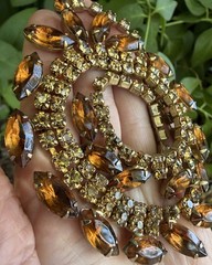 Vintage Two tone Brown Rhinestone Necklace Jewelry