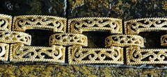 Vintage Crown Trifari Gold-Tone Panel-Link Filigree Bracelet Signed 7” BEAUTIFUL