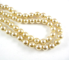 Necklace GLASS FAUX PEARL BEADS Imitation 2 Double Strand Vintage Beaded Knotted