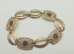 Vintage Sarah Coventry Butterscotch Rhinestone Gold Tone Filigree Bracelet 1974